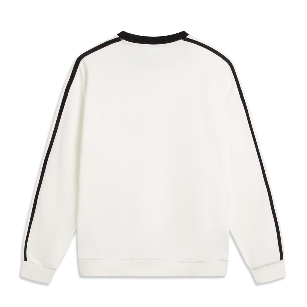 LiNing Удобный Простой Универсальный Флис Круглый Вырез Свободный Повседневный Теплый Свитшот Унисекс Свитшот Молочно-Белый AWDVC87-1