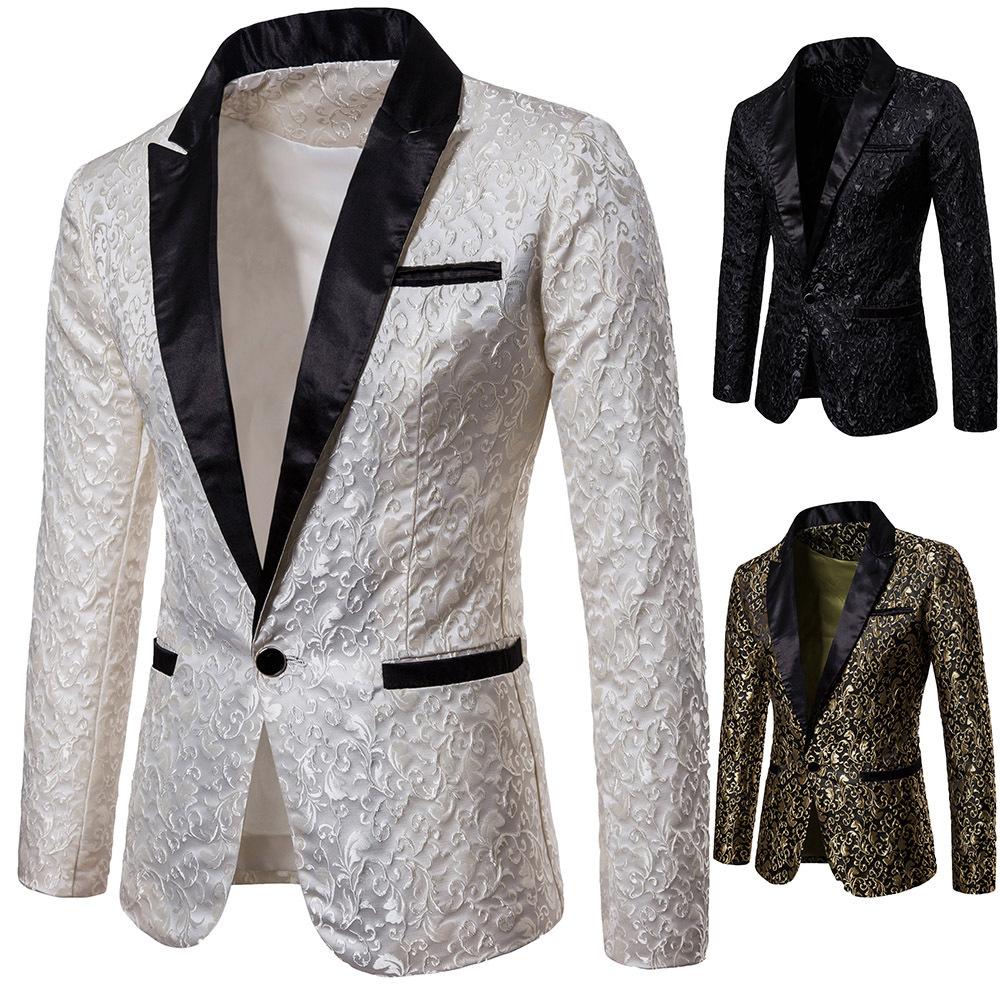 Men's Floral Party Dress Suit Stylish Dinner Jacket Wedding Blazer Prom Tuxedo Plus Size