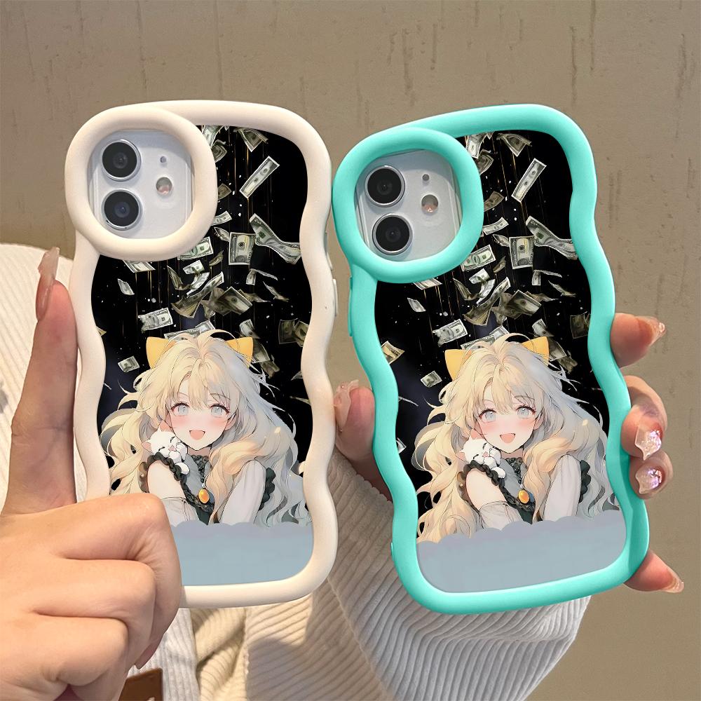 Cute Girl Pattern Phone Cover for iPhone 11 12 13 14 15 Pro Max 6 6S 7 8 Plus Xs Wave Edge Shockproof Protective Rubber Case