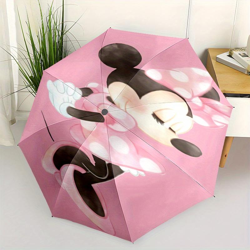 1pc Minnie Mouse,Pink Automatic Folding Umbrella: Compact 8 Bone Design Cartoon Outdoor Travel Companion, Business Umbrella, Christmas Valen