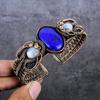Lapis Lazuli Handmade Copper Wire Wrap Cuff Bangle Adjustable G0F21