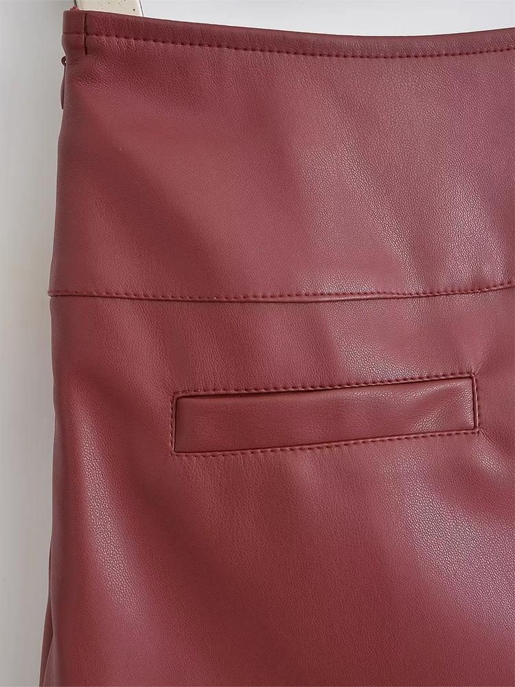 Мини-юбки из искусственной кожи, элегантные корейские модные черные юбки из искусственной кожи для женщин, юбка с высокой талией, юбка на молнии с шортами