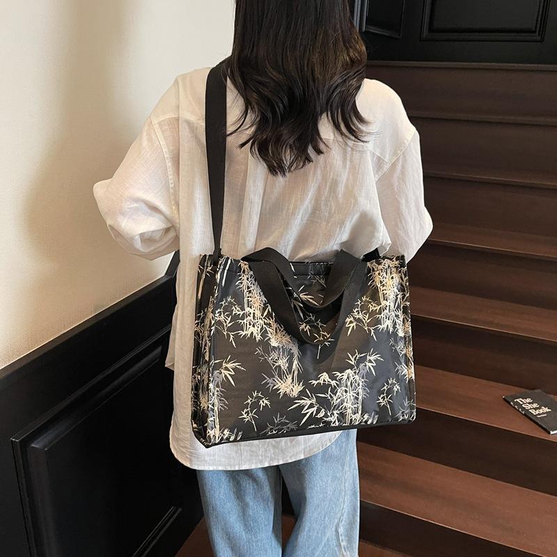 Новая женская сумка в китайском стиле, новая модная сумка через плечо с принтом бамбуковых листьев, сумка-тоут для студенток и для поездок на работу
