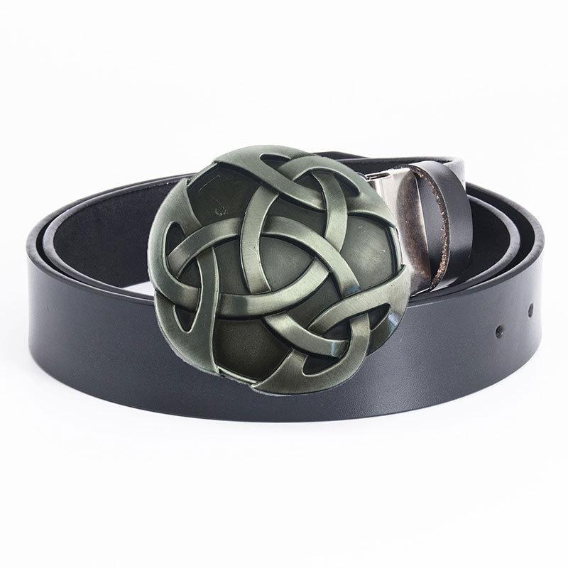 Пряжка для ремня Celtic Personality, устойчивая к царапинам, пряжка из сплава, цельный винтажный ремень из коровьей кожи для джинсов