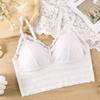 Тонкая и красивая спинка с кружевной оберткой на груди без стального кольца Латексная фиксированная чашка Дышащий антибактериальный жилет со сборками внизу для женского бюстгальтера