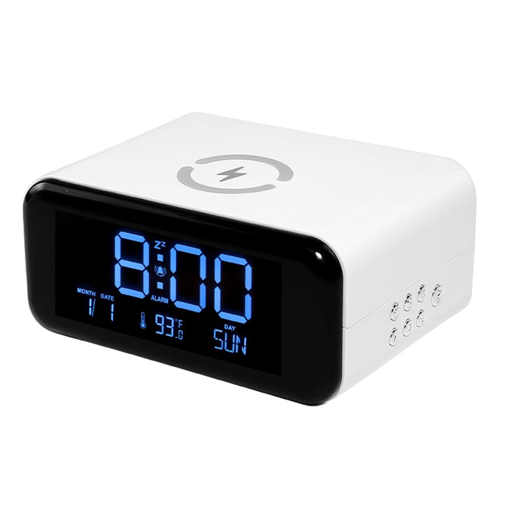 Ночной свет, Bluetooth-совместимый динамик с беспроводной зарядкой 15 Вт, будильник с большим дисплеем