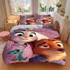 3pcs Nick & Judy and Pets Quilt Set - Soft and Comfortable Bedroom, Guest Room and Dorm Decor Bedding Set 1 Quilt Cover + 2 Pillowcases.S074