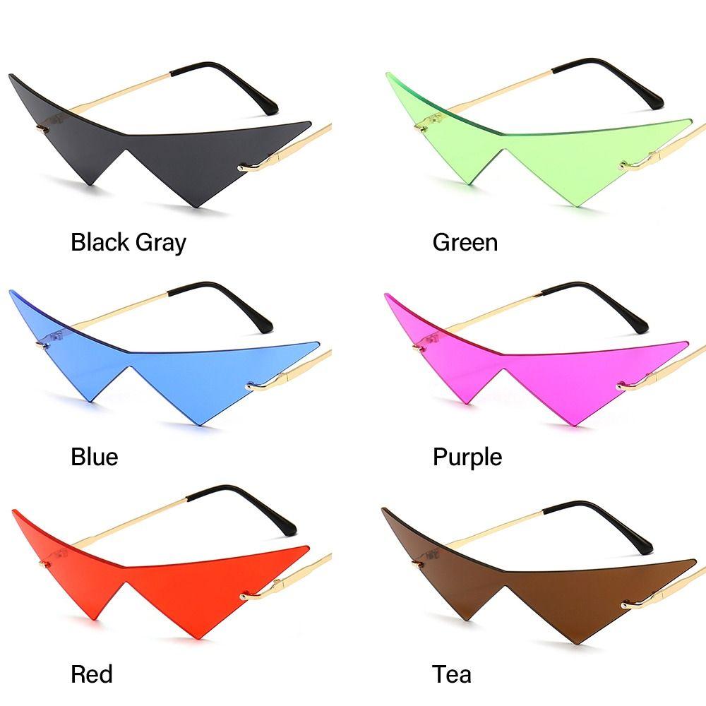UV400 Rimless Oversized Ocean Lens Eyewear Women Triangle Sunglasses Sunglasses Sun Glasses