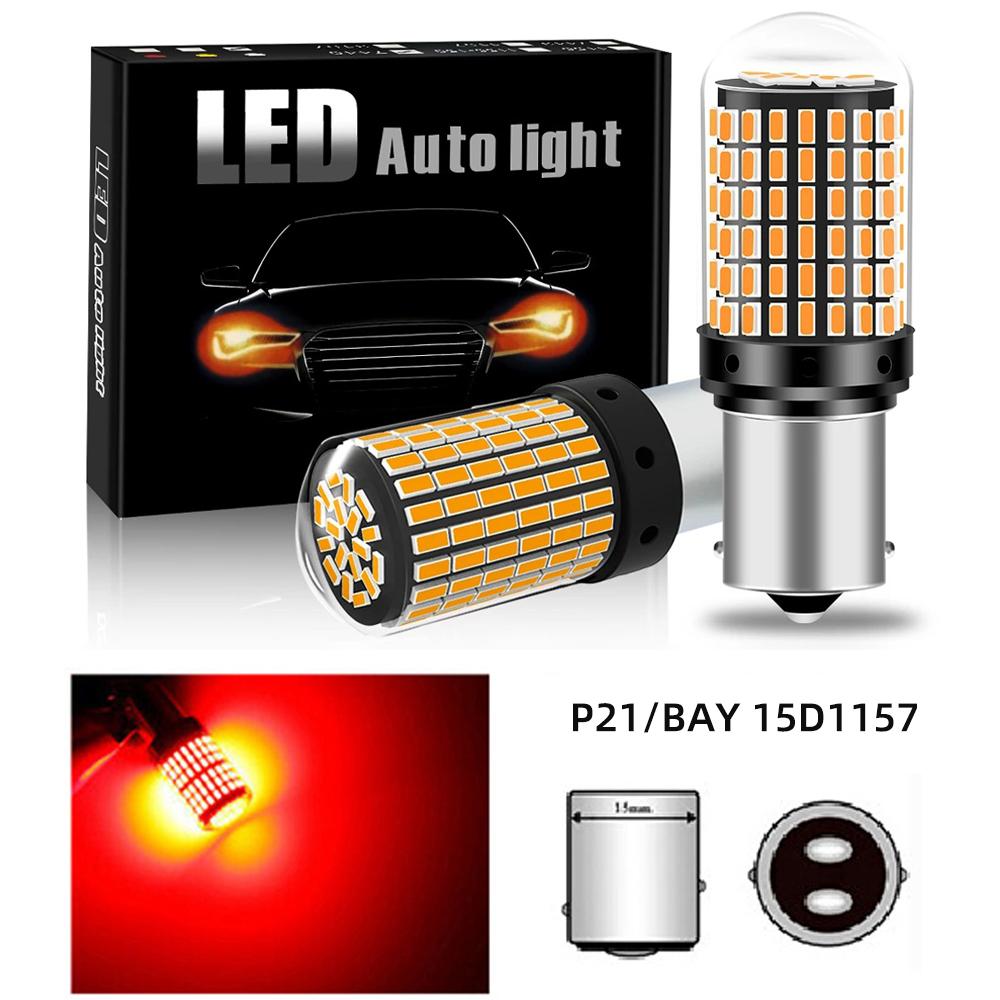 2PC 1156 BA15S P21W BAU15S PY21W T20 7440 W21W 3157 1157 P21/5W W21/5W LED Bulbs 144 SMD Led CanBus Lamp For Turn Signal Light