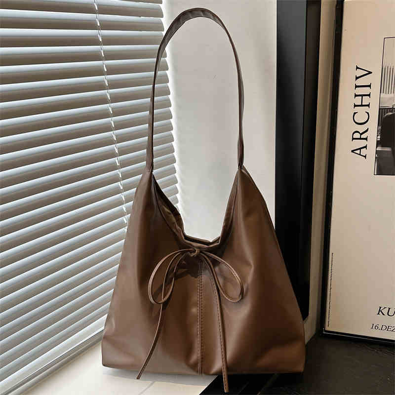 Женская сумка через плечо большой вместимости, осенне-зимняя, ретро, универсальная, с бантом, из искусственной кожи, для шопинга и поездок на работу