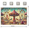 Carnival themed background fabric, made of multifunctional polyester and featuring a retro circus design