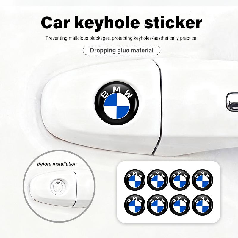 BKSN4 8/12pcs Car Door Keyhole Stickers Universal Auto Logo Sticker For BMW M 1 3 4 5 6 7 Series M3 M6 F01 F02E34 E36 E70 F10 X6 X1