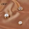 Multi Purpose Clothing Magnet 2Pcs Faux Pearl Magnetic Clothes Button, Fake Cat Eye Stone Brooch Shirt Collar Safety Button for Shirts Scarf