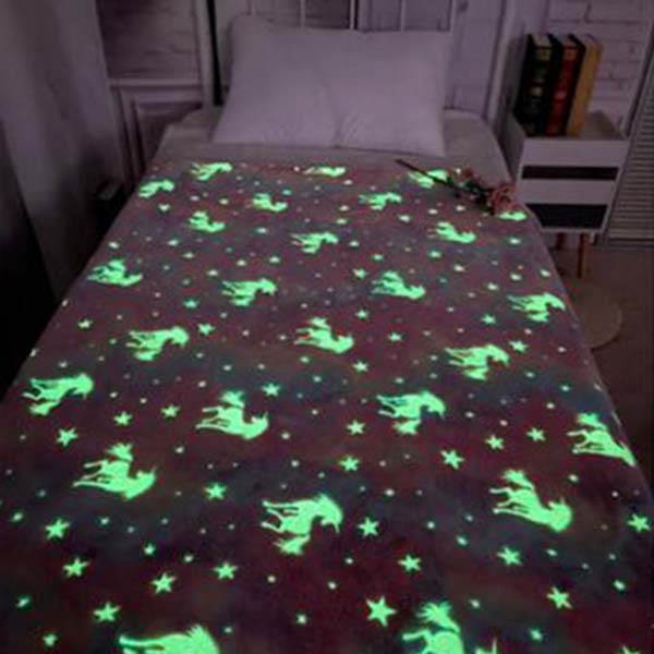 Glow In The Dark Blanket Unicorn Blanket Luminous Warm Flannel Blankets Bedroom Magic Blankets Super Cozy Plush Siesta Leisure Coverings