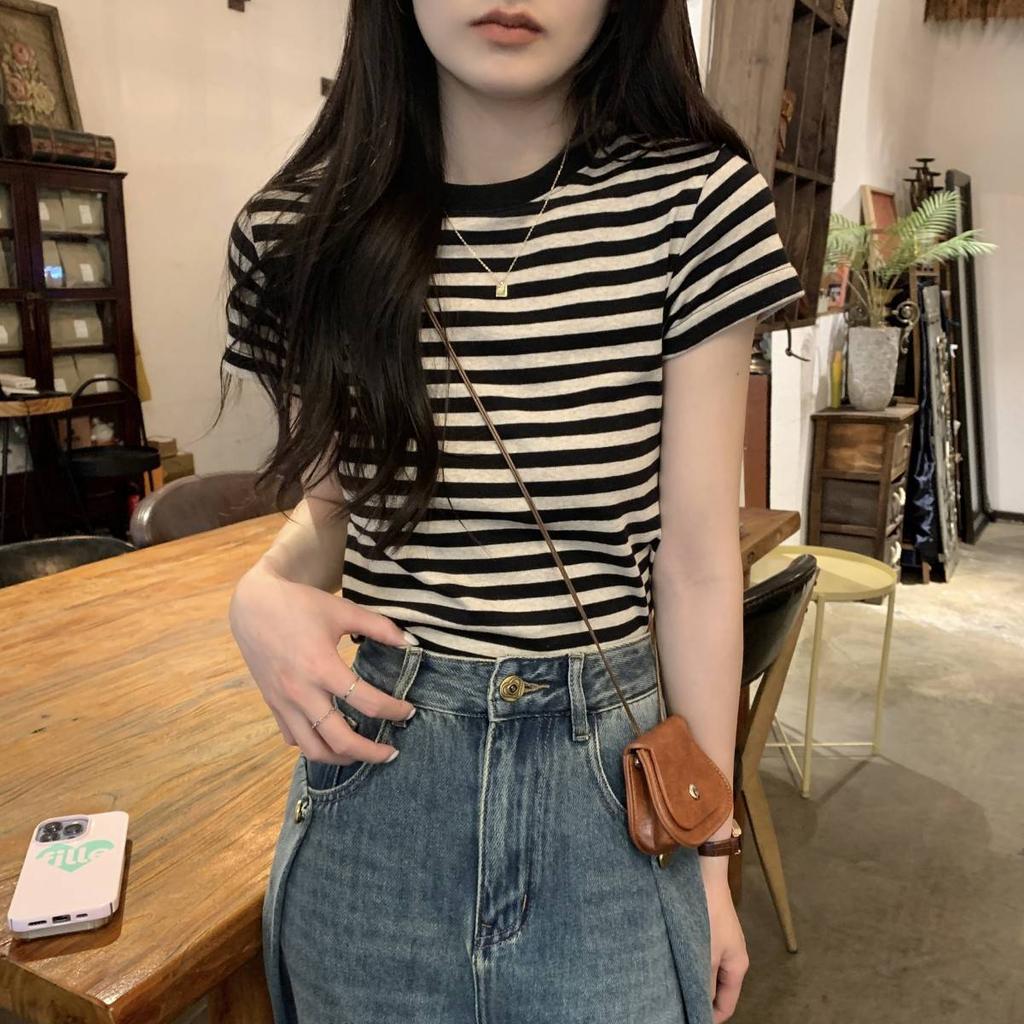 Summer Striped Base Shirt For Women