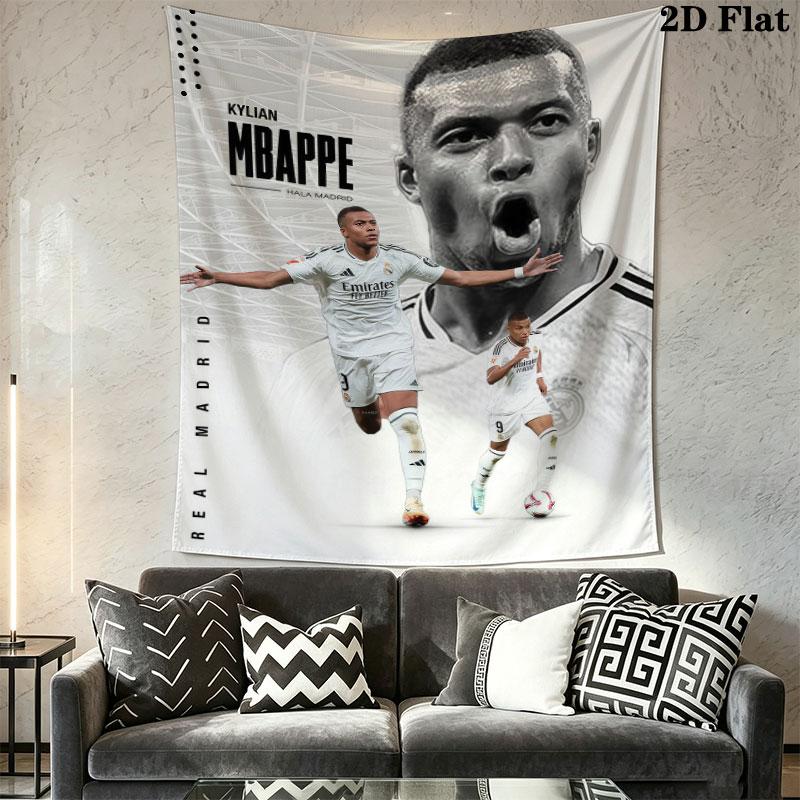 Kylian Mbappé Power Wall Hanging Printed Fabric Blanket Decorative Tapestries for Bedroom Living Room Home Decor