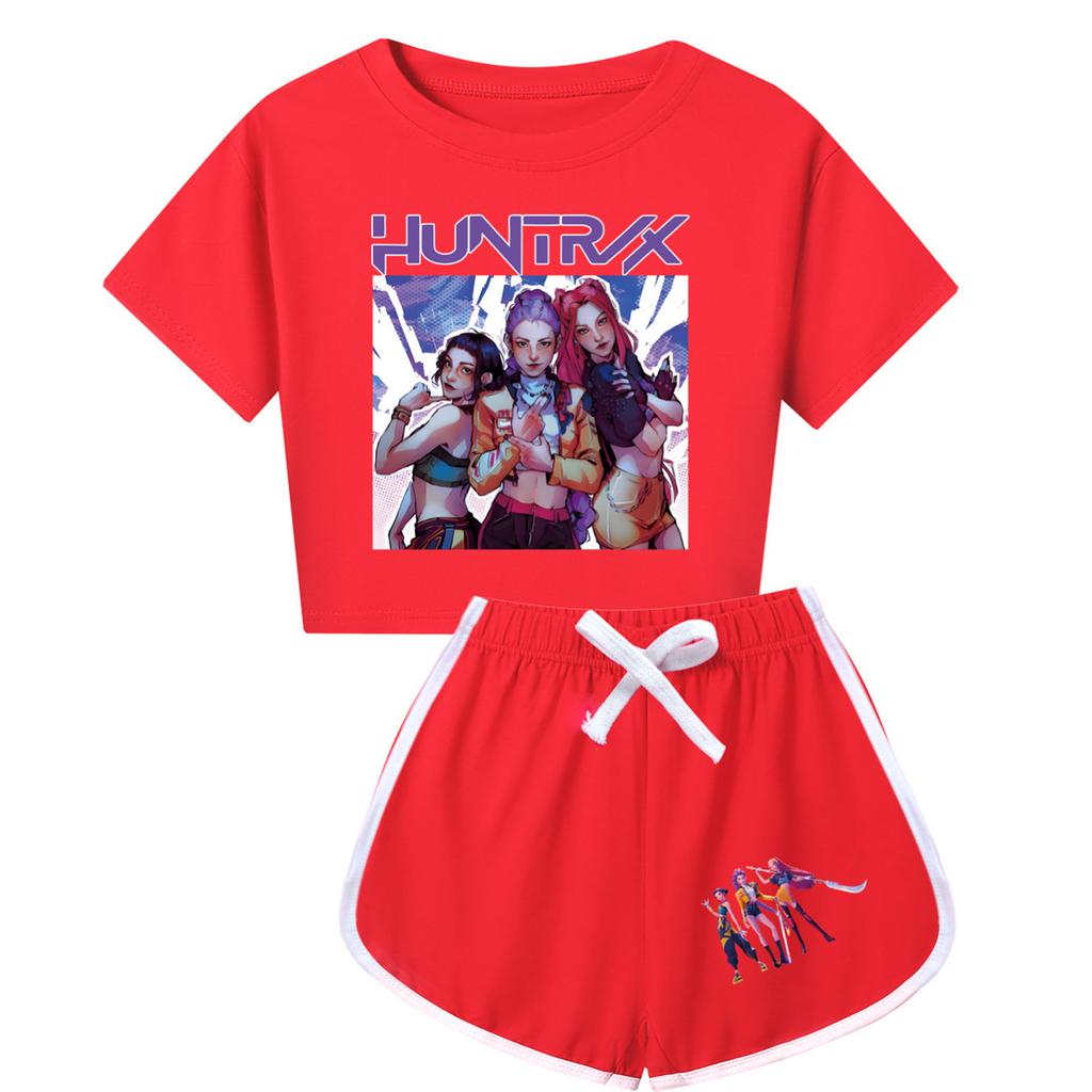 Kids Summer Sport T-Shirt And Shorts 2 Piece Outfit Tracksuit Set Short Sleeve Print Crop Tops With Clothing Set