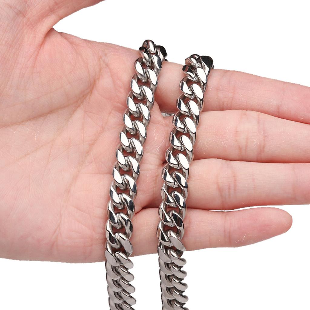 6-18 мм Тяжелая Женская Мужская Цепь Miami Cuban Link Серебристая Нержавеющая Сталь Ожерелье