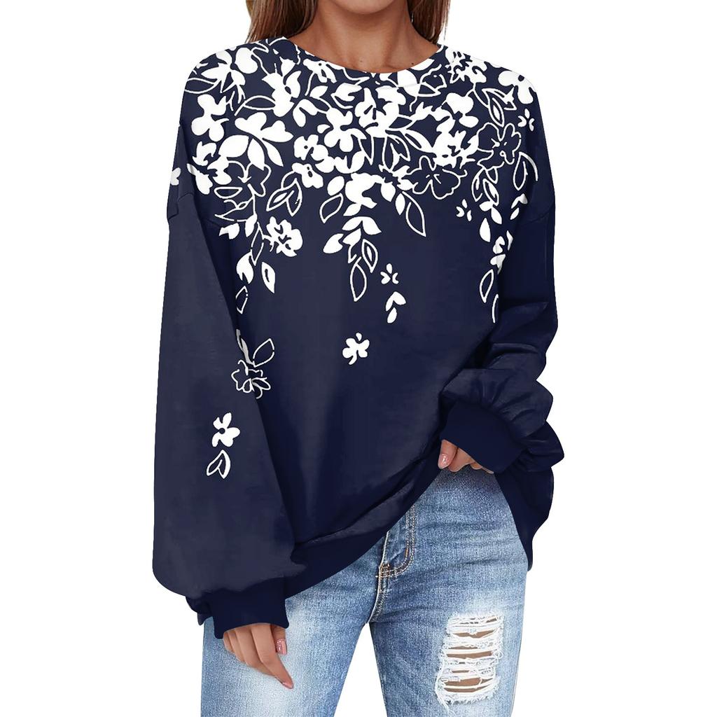 Oversized Sweatshirt For Women Crewneck Printing Long Sleeve Shirts Sweatshirt