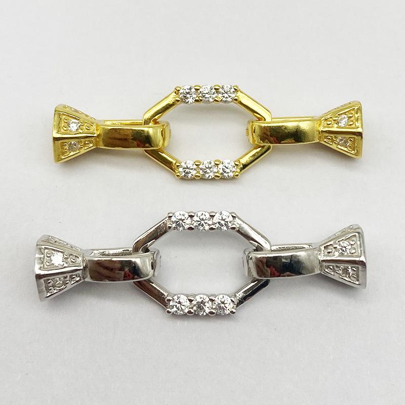 Серебряное (S925) Жемчужное Ожерелье с Ромбовидной Застежкой из Страз - Аксессуары для Бисероплетения DIY