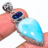 Natural Republic Larimar, Kyanite 925 Solid Sterling Silver Pendant 1.77" Z1h67