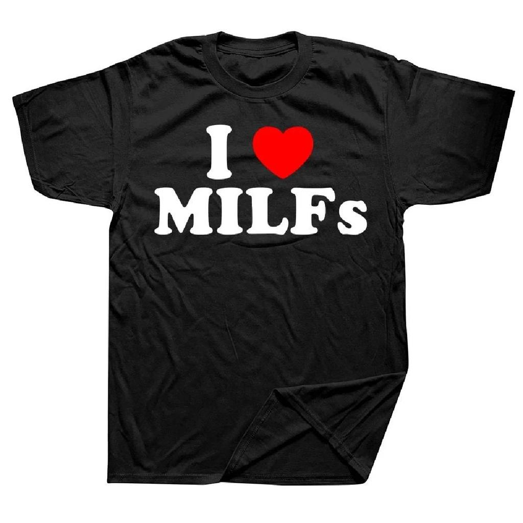 Смешные футболки с надписью «I Love MILFs Heart» с рисунком из хлопка в уличном стиле с коротким рукавом, подарки на день рождения, летняя футболка в мужском стиле