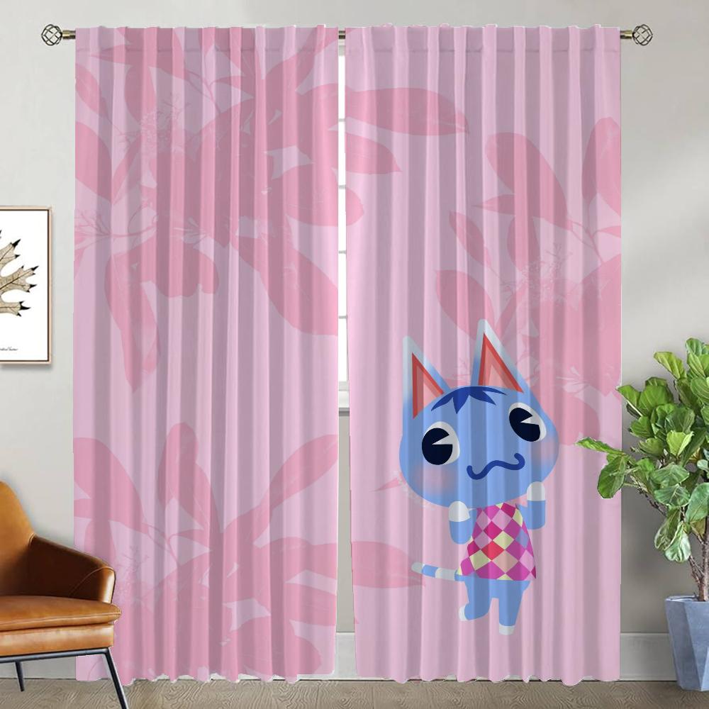 Modern Living Room Curtains for Camera Animal Crossings Halloween Decoration Home Interior Curtains 2 Pieces Shades Partition