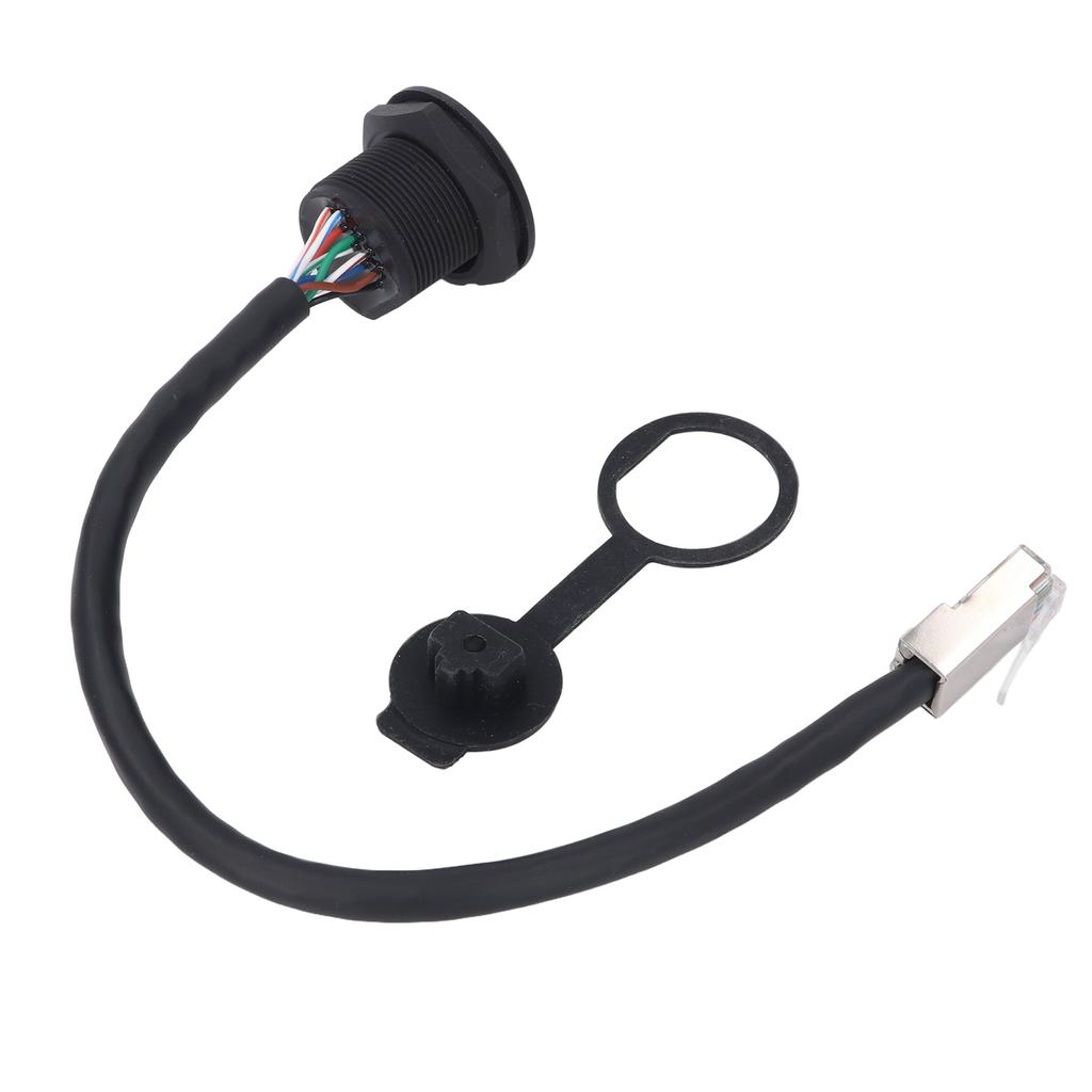 RJ45 Panel Mount Coupler Water Proof 8 Pin Female To Male Industrial Extension Cable with Dustcap 0.