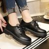 Black Classics Leather Platform Loafers Woman British Style Thick Heels Oxfords Shoes Women College Gothic Shoes Mujer