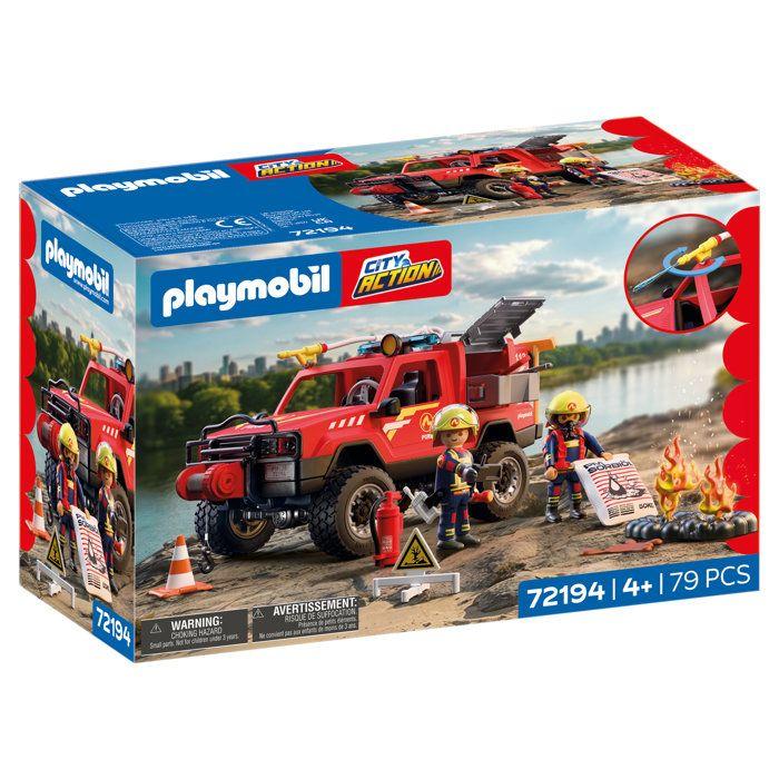 PLAYMOBIL 72194 Pick-up de pompiers & 2 personnages, City Action les pompiers, 79 pièces, dès 4 ans