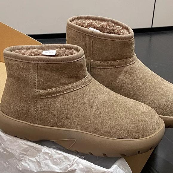 Women's Winter Platform Snow Boots Warm Faux Suede Mid-Calf Ankle Booties Shoes With Faux Fur Lined Comfortable Non-Slip Walking Short Boots for Women