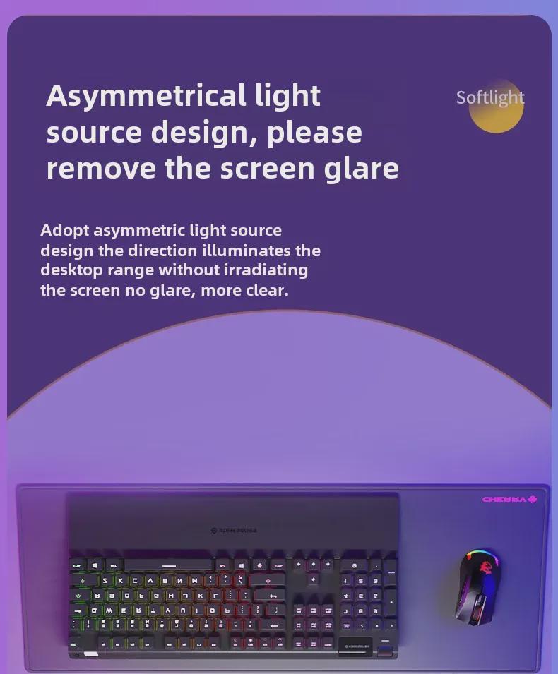 Large Curved Screen LED Desk Lamp with Colorful Ambiance Lighting - Perfect for Computer Monitors