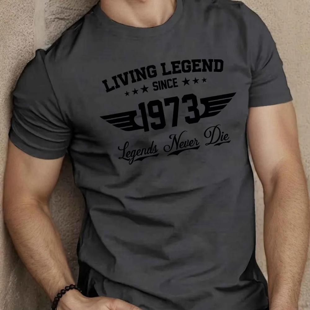 Summer men's casual loose plus size SINCE 1973 pattern printed sports comfortable round neck short sleeved T-shirt