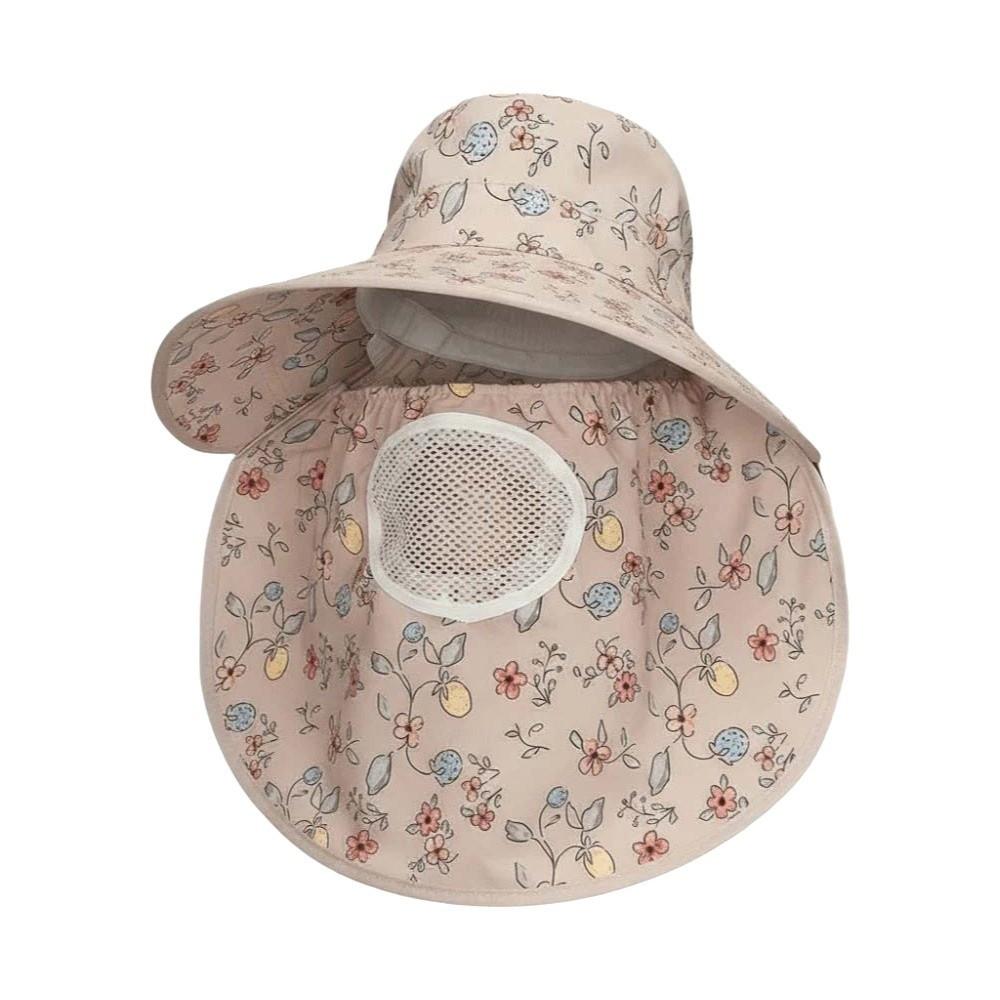 Thin With Mask Picking Tea Hat Floral Detachable Sunshade Shawl Cap Polyester Breathable Neck Protection Hat Spring / Summer