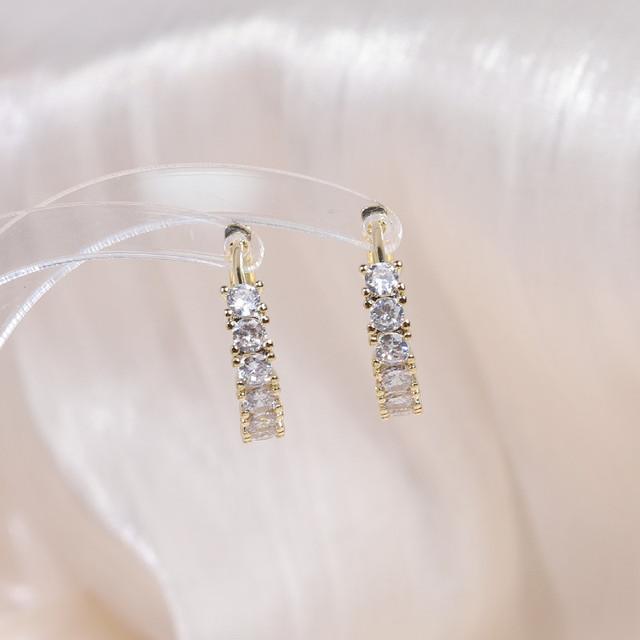 Серьги-замки с квадратным креплением, простого дизайна, 14 карат, настоящее золото, изысканные женские серьги с инкрустацией из меди и циркония, ювелирные изделия