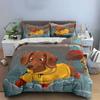 Dachshund in Yellow Raincoat Bedding Duvet Cover Set Duvet Cover Pillowcases  (1*Duvet Cover 2*Pillowcases, without duvet insert)