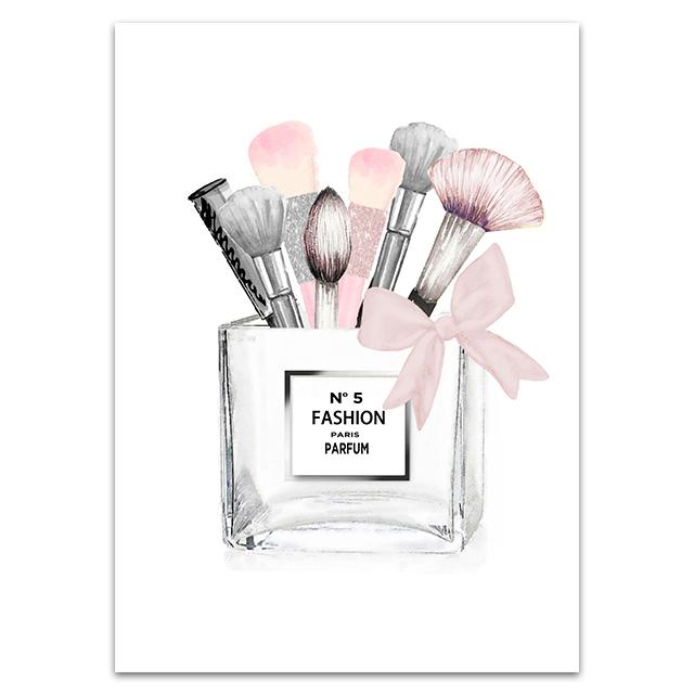 Модные кисти для макияжа и красоты, постер, настенная живопись на холсте, элегантная женская картина с принтами, духи Парижа, картины для современного домашнего декора