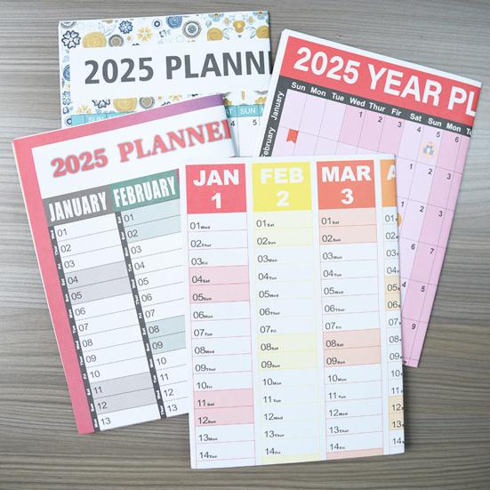 Настенный календарь на год 2025 г. Настенный календарь на целый год на одной странице Планировщик на 12 месяцев с наклейками для офиса и школы