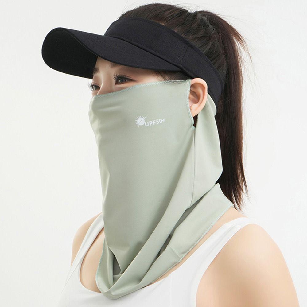 Ear Hanging Ice Silk Face Mask UV Protection Face Cover Portable Sunscreen Face Veil