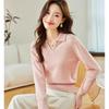 Srcr Women's Short Pure Wool Lapel Knit Sweater