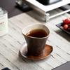 Retro Kiln-Changed Ceramic Coffee Cup with Saucer, Handmade Irregular Tea Cup for Home & Cafe