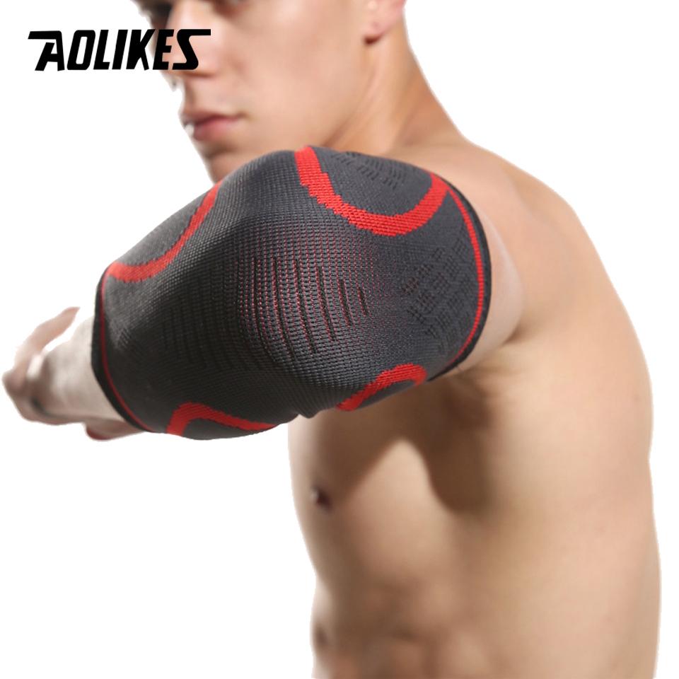 Прочный и безопасный Aolikes 1 шт. Поддержка локтя Эластичный Спортивный наколенник для зала Поглощающий пот Спортивный Баскетбольный Рукав для руки Налокотник