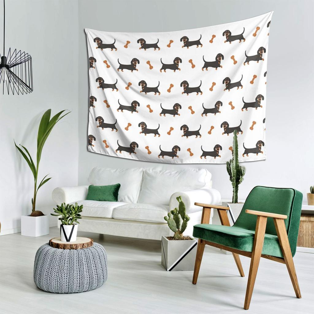 Black And Tan Dachshund Sausage Dog Tapestry Decor Art Aesthetic Tapestries for Living Room Bedroom Home Wall Cloth Wall Hanging