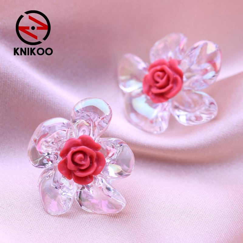 KNIKOO Серьги с геометрическим цветком для женщин, модные серьги, ювелирные изделия для свадебной вечеринки, подарки, серьги-гвоздики