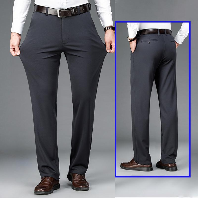 Эластичные мужские брюки для костюма, тонкие прямые брюки, не мнущиеся, не требующие глажки, уличные мужские брюки для бизнеса