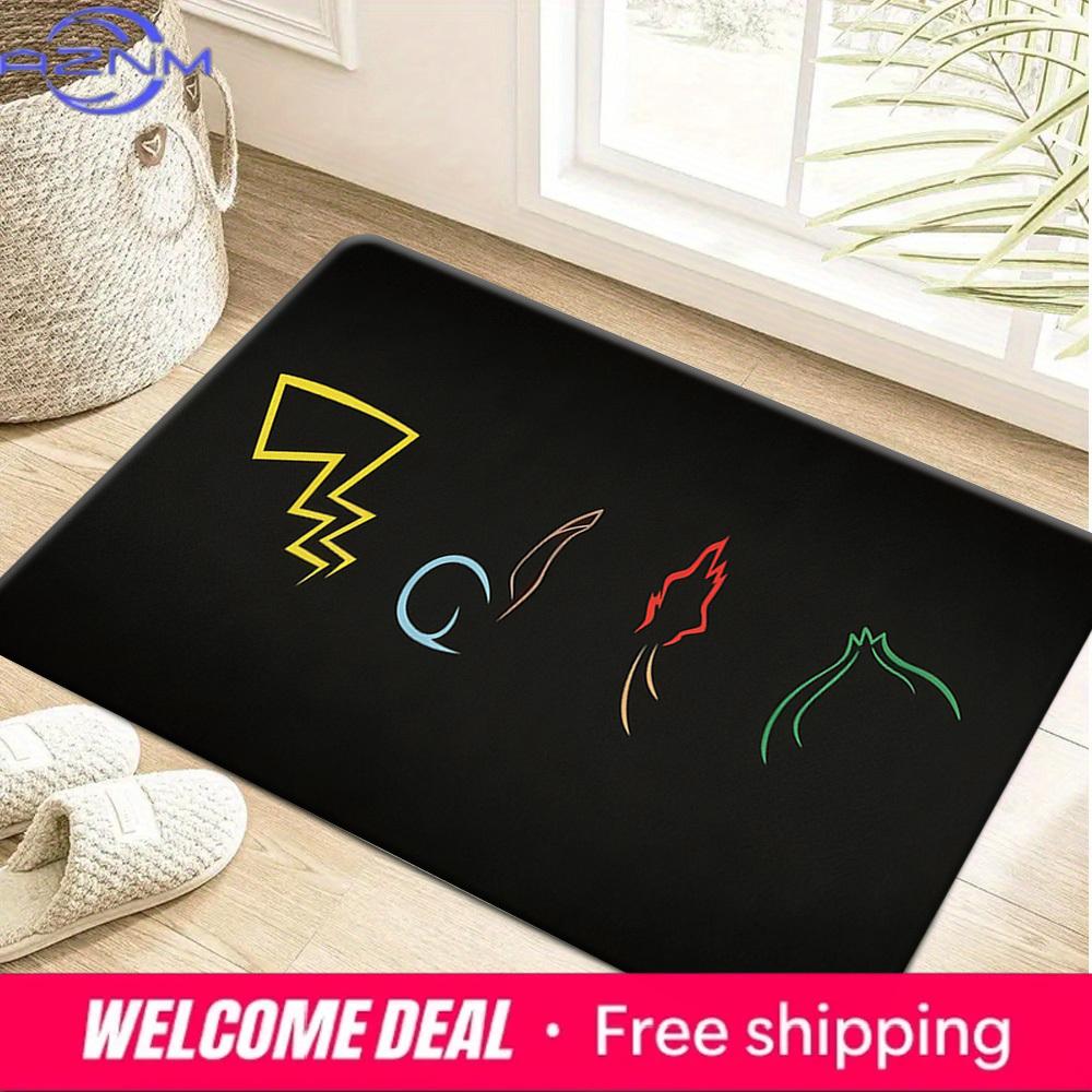 Pokemon Minimalist Starter Symbols Print Non-slip Doormat Soft Floor Mat for Home Entrance Decor