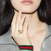 Gucci Hollow Design Fashion Jewelry Metal Crystal Resin Pearl Ring Unisex rings Gold 797405JCF27