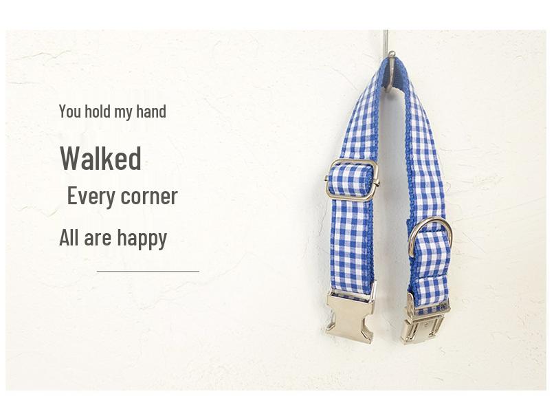 Blue Plaid Dog Collar - Unique Personality Pet Accessory