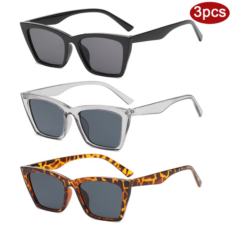 Защитные очки 3 шт. Модные женские солнцезащитные очки «кошачий глаз» Простого стиля Солнцезащитные очки Женские Дизайн черных линз UV400 Очки для вождения