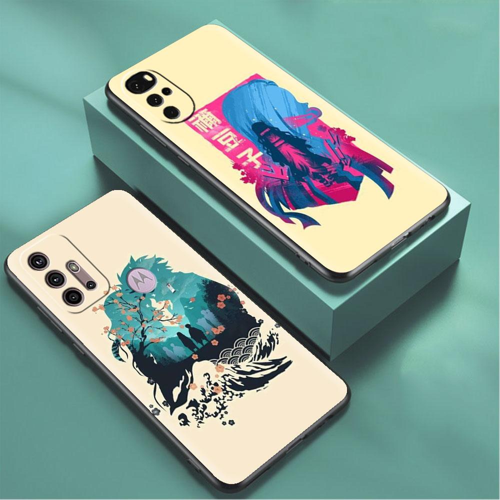 Чехол для Motorola G30 G60 G22 G9 Play G82 G52 G8 G9 G50 One Fusion Edge 20 черный мягкий телефон Capas Demon Slayer Anime